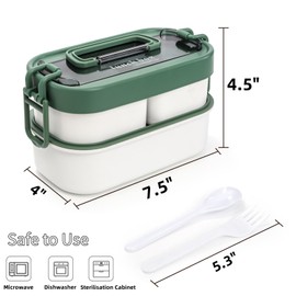 Covzoe 3 Pack Bento Box, 2 Layers Stackable Lunch Box with Spoon Fork, Plastic All-in-One Food Storage Containers for Adult, Leak-Proof Snack Salad Container for Dinner out, Work