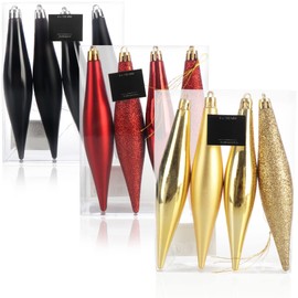 com-four Set of 12 Cone-Shaped Christmas Tree Pendants, Shatterproof Christmas Tree Decoration, Great Hanging Decoration