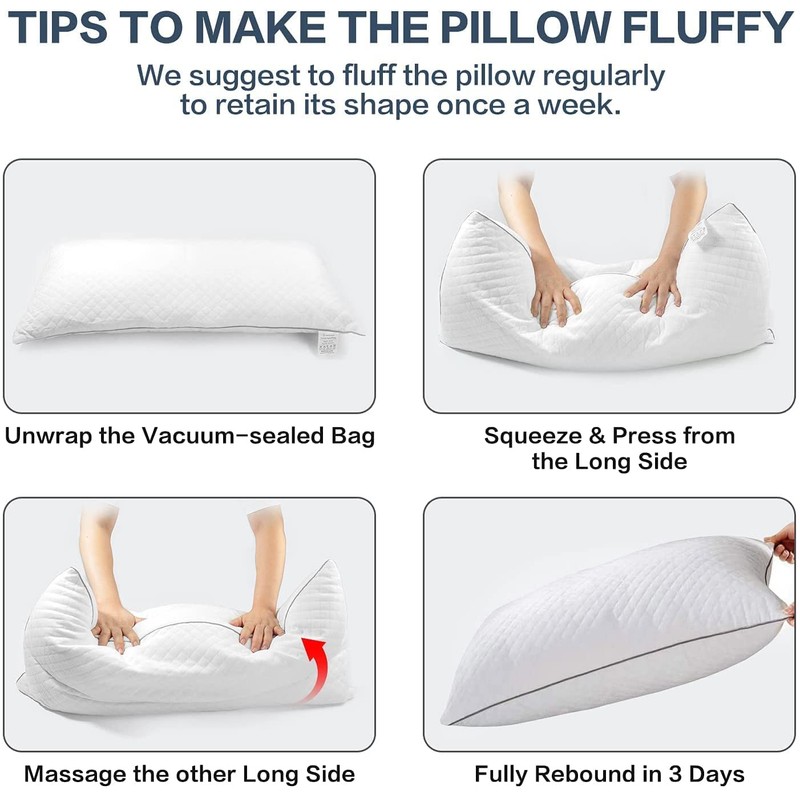 GOHOME Queen Size Pillow Set of 2 - Fluffy Down