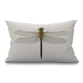 Smooffly Farmhouse Oblong Rectangle Throw Pillow Case, Green Darner Dragonfly Isolated with Clipping Path Pillow Cases Cotton Linen Cushion Covers for Home Sofa Couch 12x20 inch Green