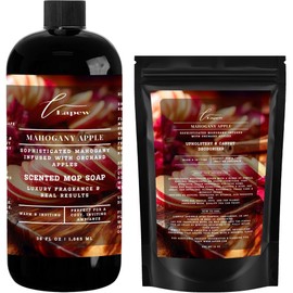 LaPew Mahogany Apple Bundle – Carpet Deodorizer Powder & Scented Mop Soap Set – Odor Eliminator for Pet-Friendly Homes