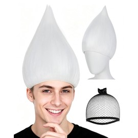 JoneTing Pure White Wig for Men White Straight Cosplay Wigs for Party