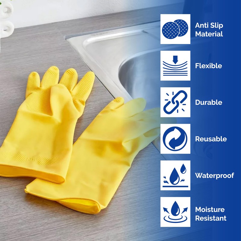 HOMESHOPA Household Rubber Gloves, 1 Pair Yellow Extra Thick Cleaning