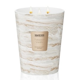 M&SENSE TobaccoVanilla Scented Candles for Home, 3-Wick Highly Scented Jar Candles, 35 Oz 150 Hours Long Lasting Burning Candles Gifts for Women, Relaxing Aromatherapy Candle for Stress Relief