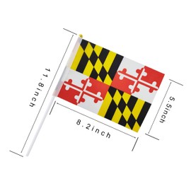 GentleGirl 100 Pack American USA Maryland Stick Flag Small Mini US Maryland MD State Hand Held Flags Banner U.S. States Party Outdoor Yard Decorative,5"x 8" Inch