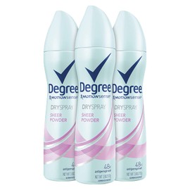 DEGREE Antiperspirant Deodorant Dry Spray 48 Hour Protection Sheer Powder Deodorant for Women 3.8 oz 3 Count