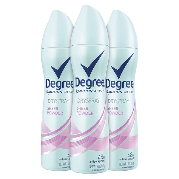 DEGREE Antiperspirant Deodorant Dry Spray 48 Hour Protection Sheer Powder Deodorant for Women 3.8 oz 3 Count