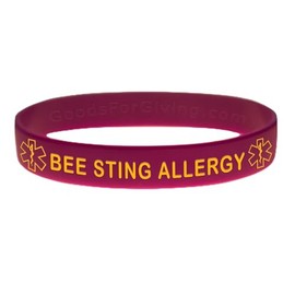 Goods For Giving Bee Sting Allergy ID Bracelet Wristband - Purple - 8 Inches - Standard