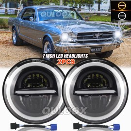 QULOOX Pair Fit Ford Mustang 1965-1978 7INCH faros LED redondos HI / LO