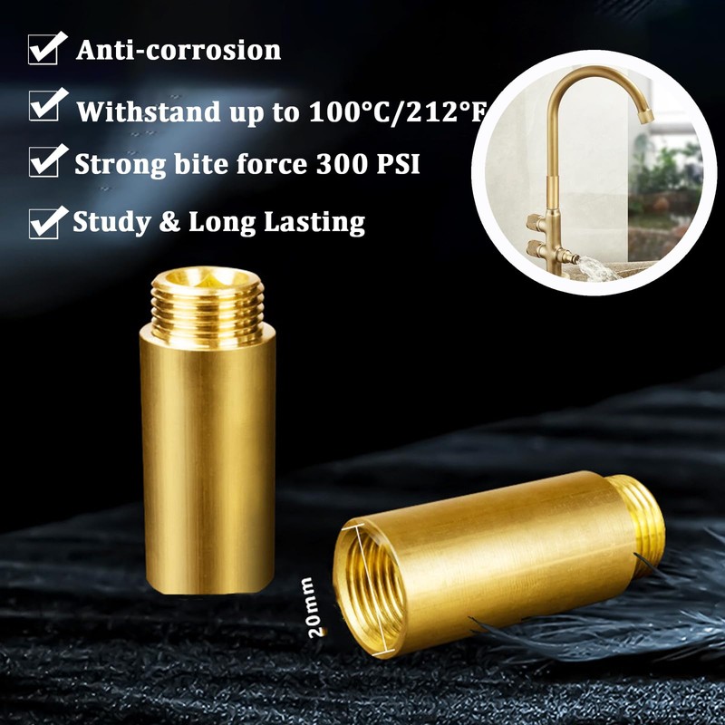 Brass Tap Extension 1/2 Inch 50 mm, Pack of 2