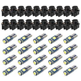 X-STYLE T5 LED White Bulb, 5050SMD Meter Ball, For 12 V Cars, Wedge Balls, Dashboard, Wedge Valve, Meter, Instrument Panel, Air Conditioner Panel, Combination, Set of 20