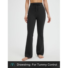 baleaf Womens Flare Yoga Pants with Pockets Drawstring Flared Leggings Tummy Control High Waist Bell Bottom Black 2XL