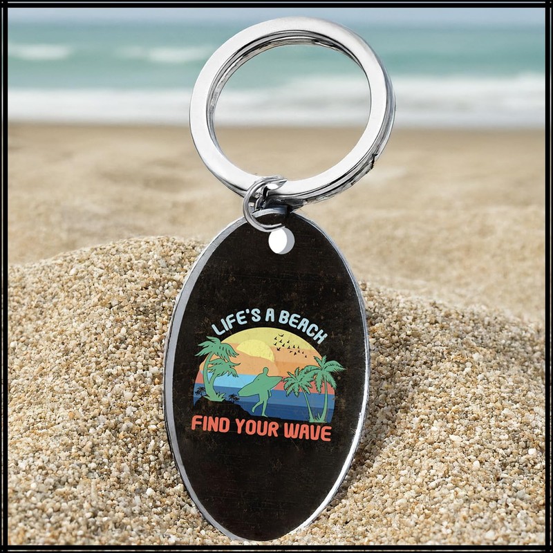 White Fang AZ364 Keychain, Surfing, Retro Design, Gift, Accessory, Men's,