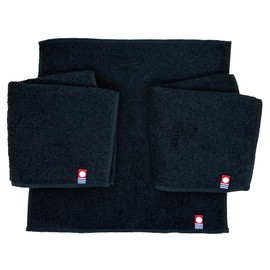 Imabari Towel Handkerchief, Set of 3, Compact, Small, Business, Hand Towel, Approx. 9.8 x 9.8 inches (25 x 25 cm), Water Absorption, No Ironing, Made in Japan, 100% Cotton, Black