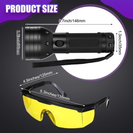 Tellegloww AC Leak Detector Kit AC UV Oil Dye Leak Detection Includes LED Flashlight and UV Protective Glasses with Box for Car Refrigerant Detector Tool (51 LED)