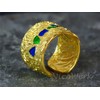 NicoWerk SRI656 Women's Rustic 925 Sterling Silver Wide Golden Mosaic