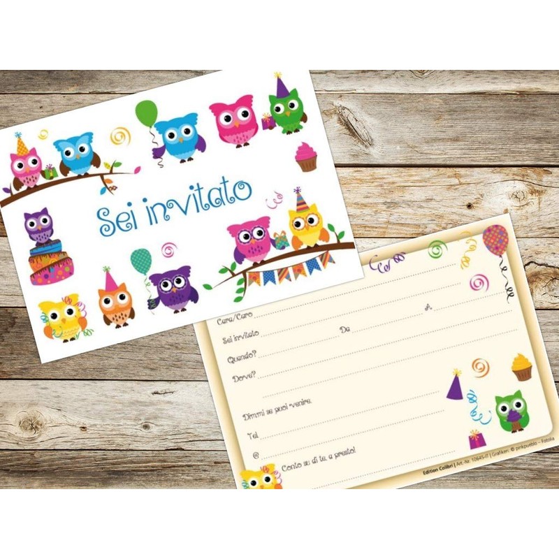 Edition Colibri 10 x Birthday Invitations Owls Birthday Invitations for