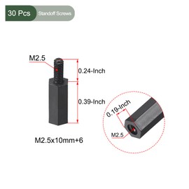 YOKIVE Pack of 30 M2.5 Spacers Screws Nylon Hexagonal PCB Spacers with High Insulation Effect Keep Height Constant Perfect for Board (Black 10 mm + 6 mm)