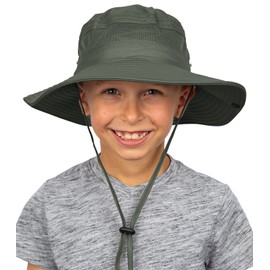 GearTOP UPF 50+ Wide Brim Sun Hat to Protect Against UV Sun Rays for Hiking Camping Fishing Safari (6 5/8-7, Kids Army Green)