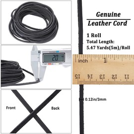GORGECRAFT 5m x 3mm Black Flat Leather Cord Genuine Leather Strips Cowhide Strings Braiding Thread Rope for DIY Crafts Necklace Bracelets Anklet Keychains Jewelry Making Boot Lace Beading Supplies
