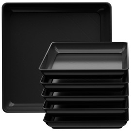 Tectsia Square Plant Saucer 12 Inch 5 Pack, 8 10 12 14 16 18 20 Planter Trays for Flower Pots, Plant Water Catcher Drip Dishes, Plastic Bottom Watering Plates Indoors and Outdoors - Black