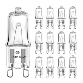 G9 Bulb, 12 Pack G9 Halogen Light Bulbs 2 Pin Base JC Type, 120V T4 Bi-Pin 40W Xenon Small Light Bulb for Chandeliers, Pendants, Cabinet Lights, Bathroom Light Bulbs, Warm White 2700K, Dimmable