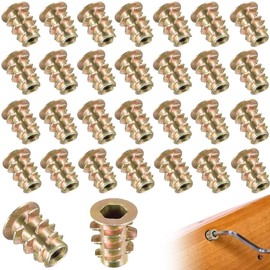 Embedded Nuts Insert Nuts M4 x 10 mm Approximately 30 Pieces Set Screw Type Zinc Alloy Hex Socket Bolt Trapezoid Design Stable Structure Furniture Wood DIY Joint Parts Hex Socket Furniture Union