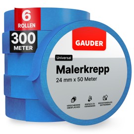 GAUDER Painter's Masking Tape (24 mm x 50 m) | 6 x Masking Tape for Painting and Renovations | Masking Tape for Painting, Painting, Renovating