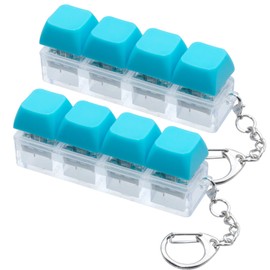 2 Pcs Keyboard Fidget Toy, Keyboard Fidget Keychain 4-in-1 Keyboard Decompression Button Finger Clicker Toys, Button Stress Relief Fidget Gifts for Adult to Relief Stress (Blue)
