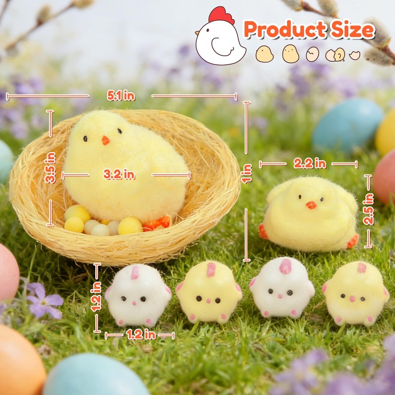 6 PCS Squishy Chicken Toys with Henhouse, Handmade Ultra Soft