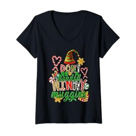 Womens Don't Be A Headed Mommy Muggins Elf Xmas Matching Family V-Neck T-Shirt