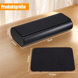 WUISOLQP Glasses Case PU Leather Magnetic Closure Glasses Case Hard Case Glasses Storage Box Women Men Sunglasses Case Hard with Microfibre Cloth, black, m