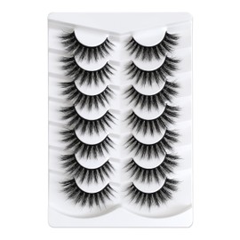 Happy Heartbeat False EyeLashes Natural Look Transparent Band Wispy Cat Eye Short Fake lashes, Supernatural Cross Soft Reusable Lashes 7 Pairs (No.365)