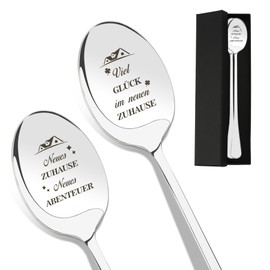 Housewarming Gifts for Women, Pack of 2 Coffee Spoons with Engraving, Housewarming Gifts Home for Men