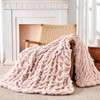 Faux Rabbit Fur Throw Blanket, Fuzzy Soft Plush Thick Bubble