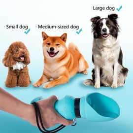 Portable Collapsible Dog Water Bottle: 19oz Food Silicone Dog travel Water Dispenser for Small and Medium Dogs, Leak Proof, Lightweight for Beach, Hiking, walking, camping,Daily Activities(Light Blue)