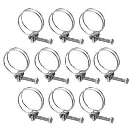 sourcing map 10Pcs Double Wire Hose Clamp, 32-36mm Adjustable Stainless Steel Wire Hose Clips with M6 Bolt for Dust Collection Hose, Pump Hose Pipe