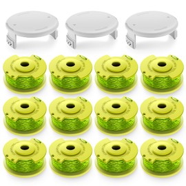 Bessport Trimmer String (AC80RL3) for Ryobi One Plus+,Replacement 0.080-inch Trimmer String Compatible with Ryobi 18V,24V,40V Trimmers (12 Spool, 3 Trimmer Cap)