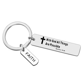 Christmas Keyring Religious Inspirational Gift Christian Faith Keyring with God All Things are Possible Keyring Encouragement Religious First Communion Baptism Gifts for Women Men Motivational Gift