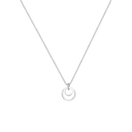 Elli Geo Trend Women's Necklace with Circle Plate Pendant in 925 Sterling Silver 45 cm Long, Silver