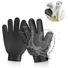 STARROAD-TIM Pet Grooming Glove Hair Remover Brush Gentle Deshedding Efficient Pet Mitt Pet Massage Gloves Left & Right Hand Draw Dogs Cats Horses Long Short Fur (1Pair Left & Right Hand)
