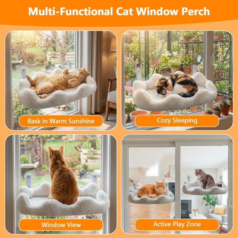 Homegroove Cat Window Perch, 24 x 12 Inch Foldable Cat