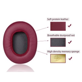 Replacement Ear Pads are Compatible with Skullcandy Crusher Wireless/Crusher360/Hesh3/Hesh ANC Headphones, Akkiv Replacement Ear Pads are Made of Protein Leather and Memory Foam (Burgundy)