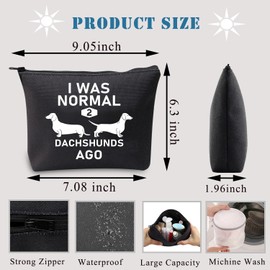PLITI Dachshund Cosmetic Bags for women Dachshund Lover Gift I was Normal 2 Dachshunds Ago Dachshund Gift (2 dachshunds ago blU)