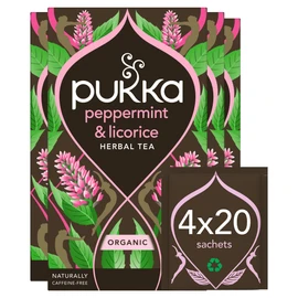 Pukka Herbs Pukka Herbs | Organic Peppermint & Licorice Herbal Tea Box | Ideal Digestive Infusion Selection | Soothing After-Meal Tea | Caffeine Free | 4 Packs | 80 Plant Based Biodegradable Tea Bags
