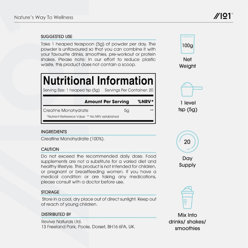 Micronised Creatine Monohydrate Powder 100g – Unflavoured – Proven to