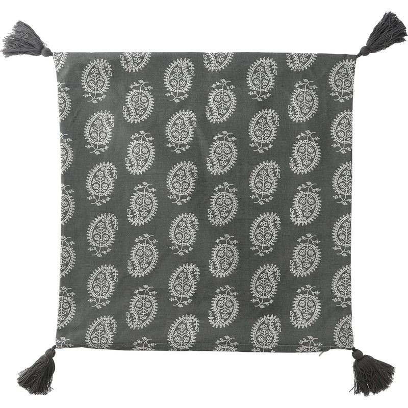Fujiboeki Cushion Cover 45×45 Gray 100% Cotton With Tassel Paisley