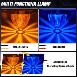 Okerny 6-Pack Dual Color LED Watermelon Lights Dual Function Strobe + Side Marker Light Amber Blue Cab Roof Clearance Lights with Starburst Clear Lens Waterproof 12-24V for Truck Trailer RV