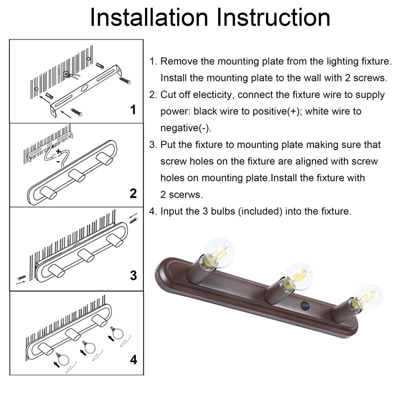 Maichis 15'' RV Wall Sconce with 3 LED Bulbs (Included),