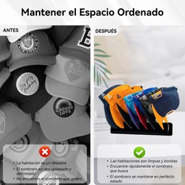 2 Piezas Organizador de Gorras,Soporte de Acrílico para Exhibir y Organizar gorras de Béisbol,Puede Contener 14 Gorras de Béisbol,Adecuado para Vestidores,Dormitorios,Armarios,etc (Negro)